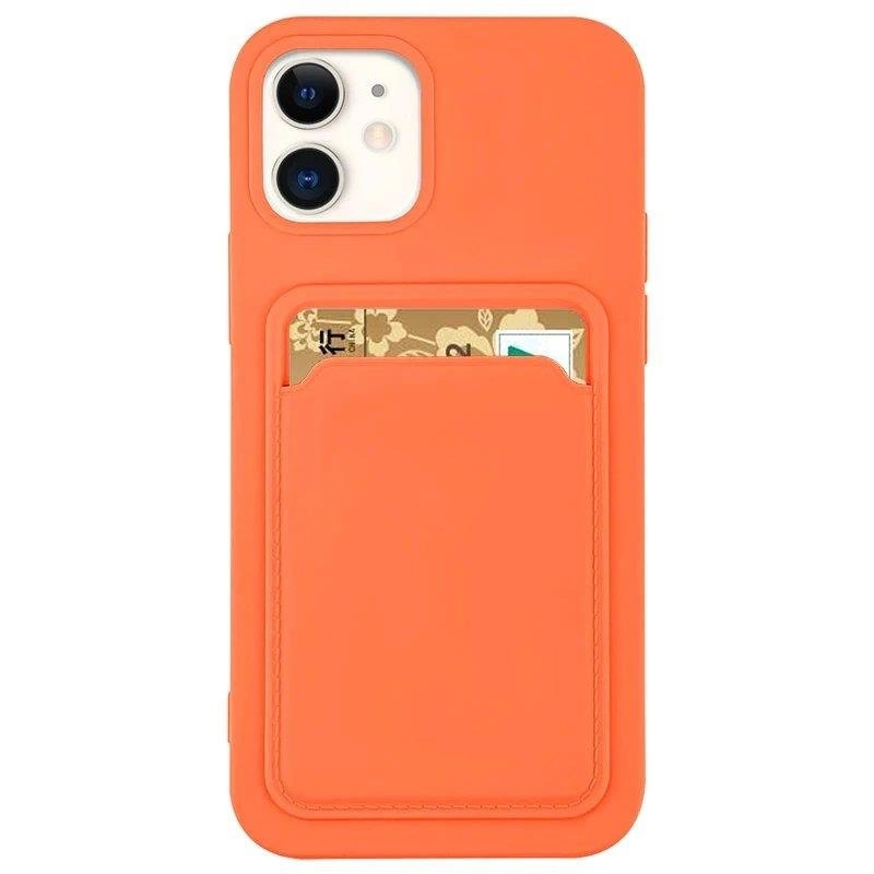 Card Case Silicone Wallet with Card Slot Documents for iPhone 13 mini orange