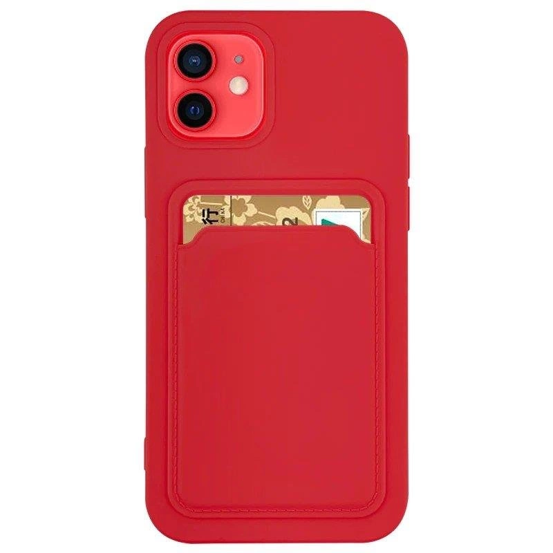 Card Case Silicone Wallet Case With Card Slot Documents For Samsung Galaxy S21 + 5G (S21 Plus 5G) Red