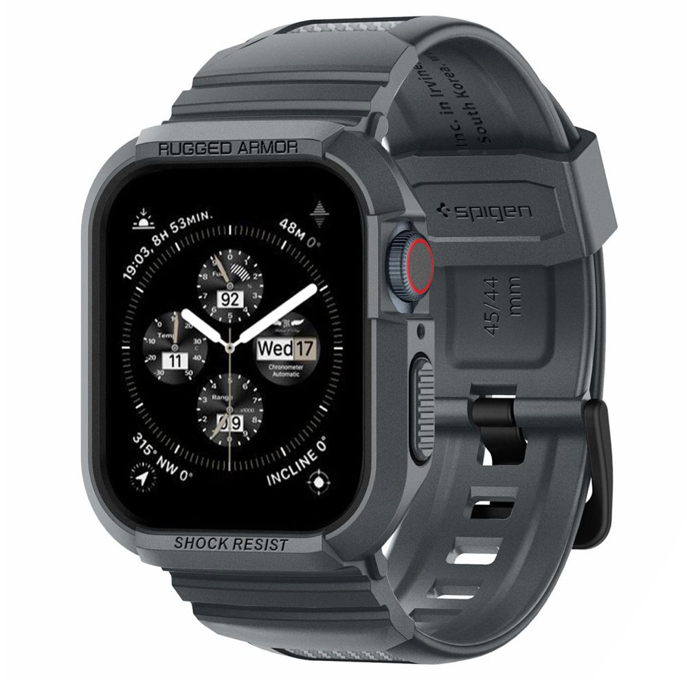 Spigen - Rugged Armor Pro - Apple Watch 4 / 5 / 6 / SE / SE 2 / 7 / 8 / 9 (44mm/45mm) - Dark Grey