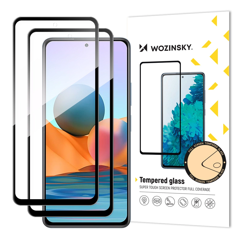 Wozinsky Full Glue Glass for Xiaomi Redmi Note 12 Pro+ / Note 12 Pro / Note 12 5G / Note 12 / Note 10 Pro - black (2 pcs.)