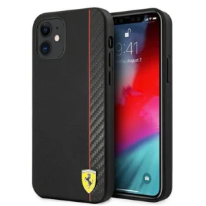 Ferrari FESAXHCP12SBK iPhone 12 mini 5.4" black/black hardcase On Track Carbon Stripe