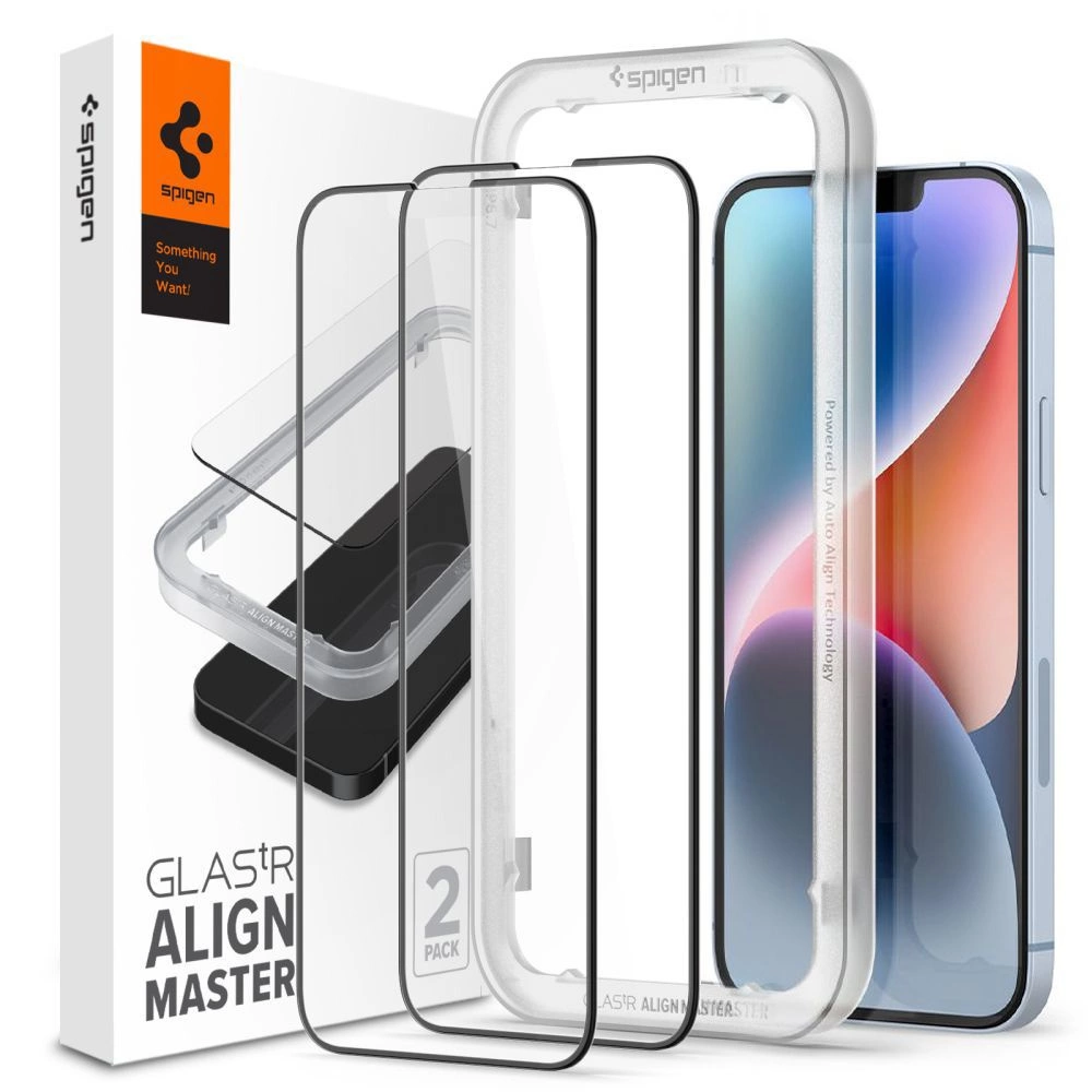 Spigen ALM Glass FC Tempered Glass for iPhone 13 / 13 Pro / 14 - Black 2 pcs.