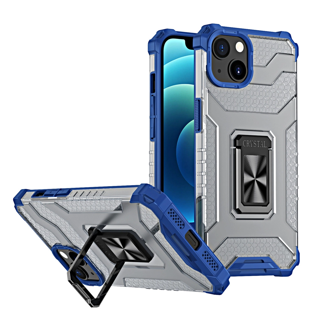 Crystal Ring Case Kickstand Tough Rugged Cover for iPhone 13 mini blue