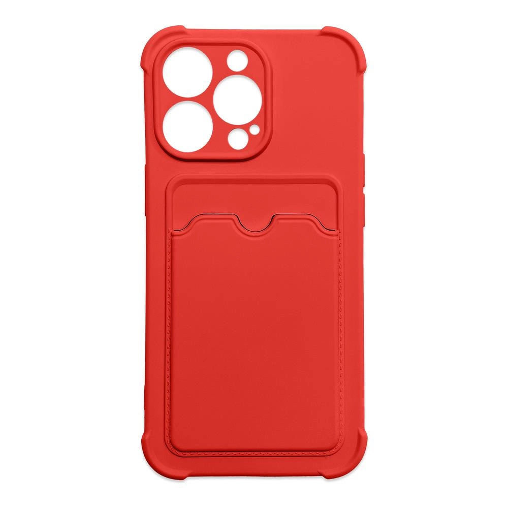 Card Armor Case Pouch Cover for iPhone 13 Pro Max Card Wallet Silicone Air Bag Armor Cover Red