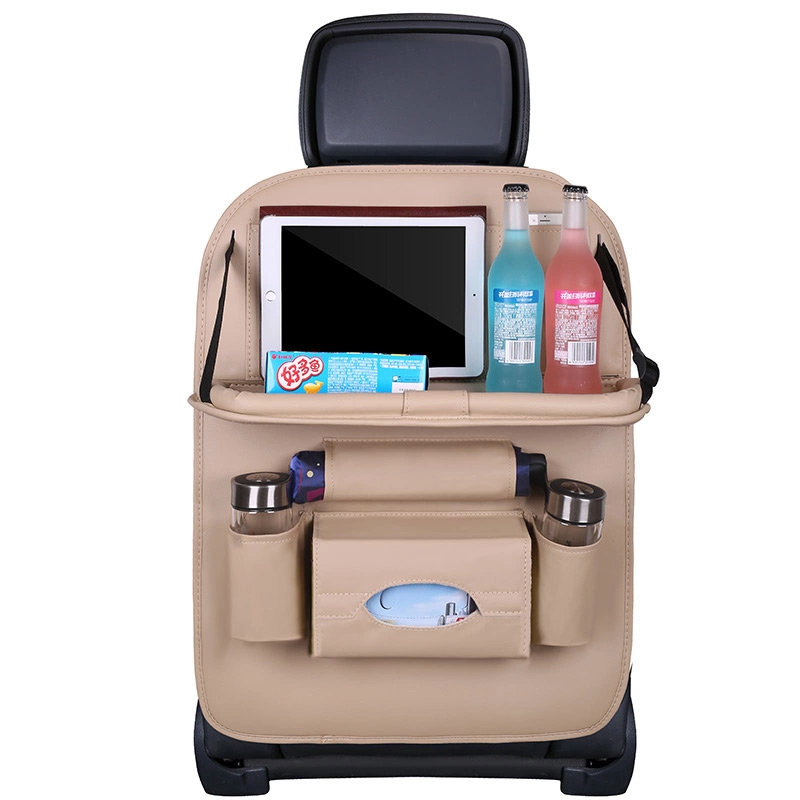 Car organizer for the seat foldable shelf mini car table beige