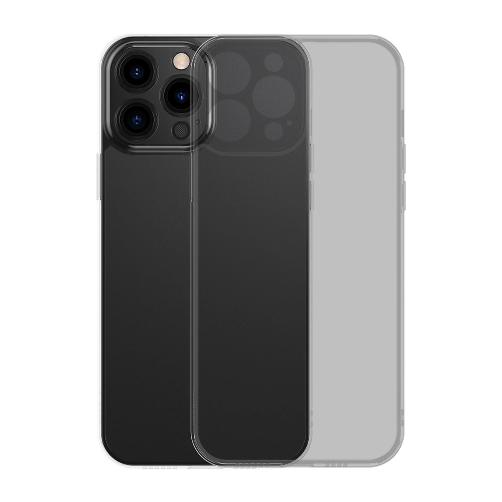 Baseus Frosted Glass Case Cover for iPhone 13 Pro Hard Cover with Gel Frame black (ARWS000401)