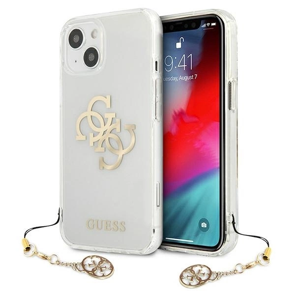 Guess GUHCP13SKS4GGO iPhone 13 mini 5.4" Transparent hardcase 4G Gold Charms Collection