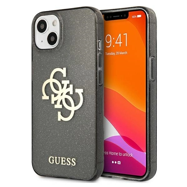 Guess GUHCP13SPCUGL4GBK iPhone 13 mini 5.4" black/black hard case Glitter 4G Big Logo