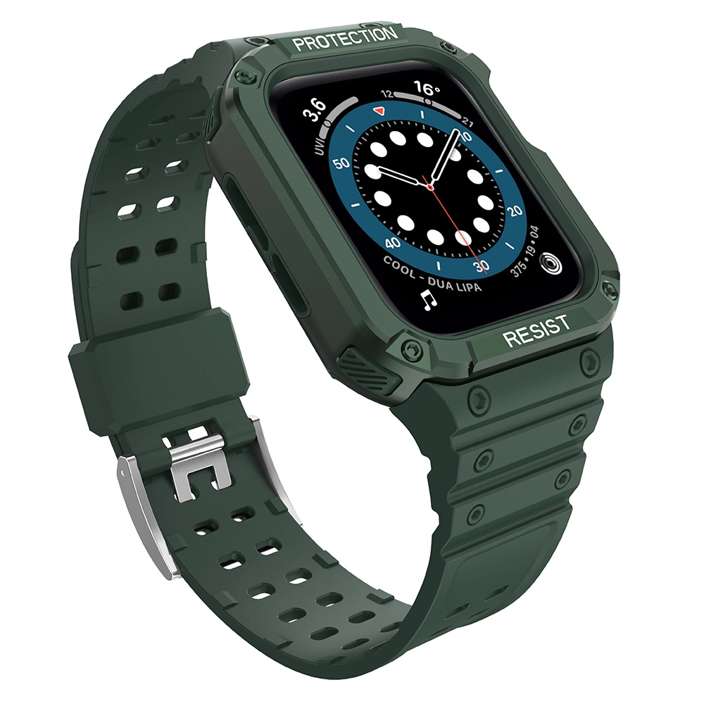 Protect Strap Band Band with Case for Apple Watch 7 / SE (41/40 / 38mm) Case Armored Watch Cover Green