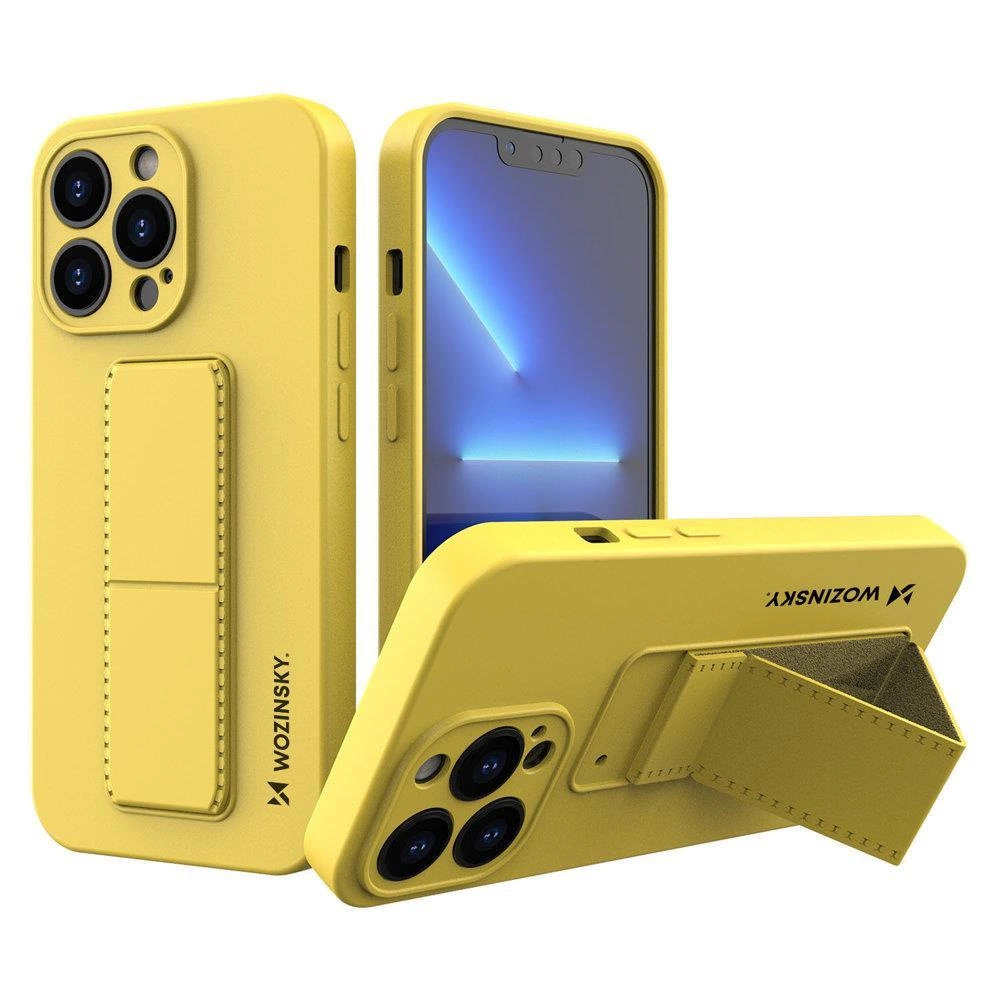 Wozinsky Kickstand Case silicone case with stand for iPhone 13 Pro Max yellow