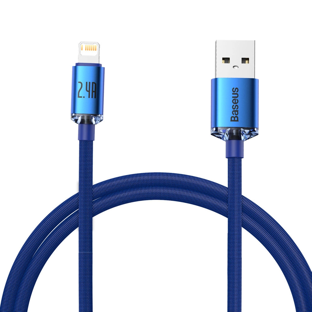 Baseus Crystal Shine Series cable USB cable for fast charging and data transfer USB Type A - Lightning 2.4A 1.2m blue (CAJY000003)