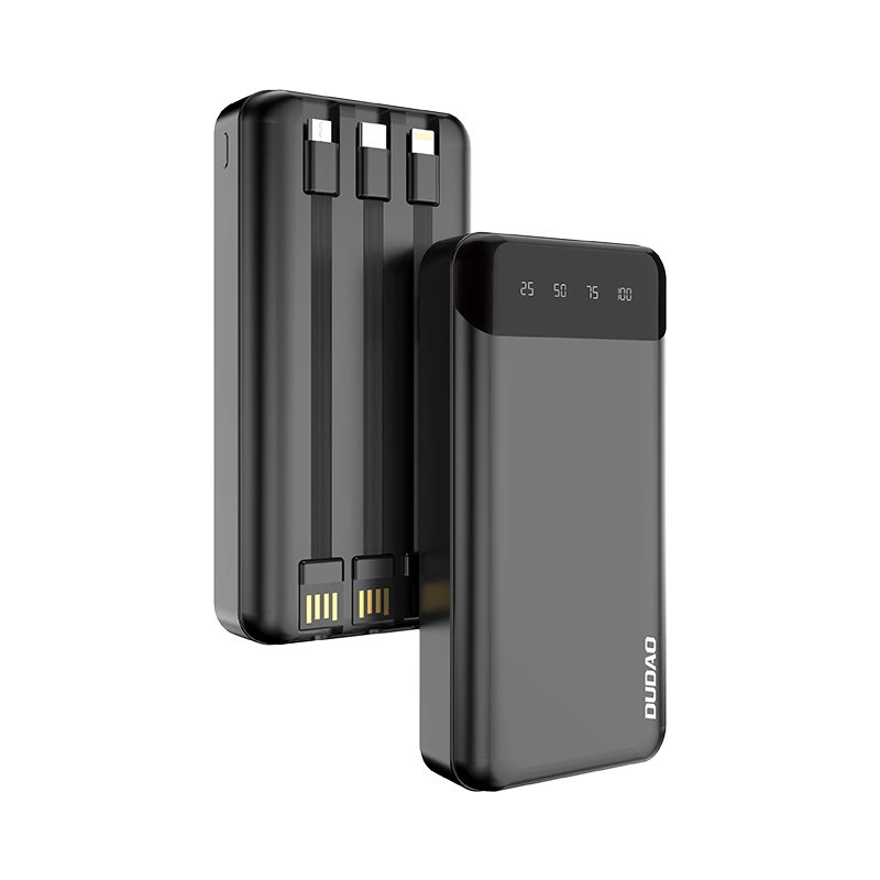 Dudao capacious powerbank with 3 built-in cables 20000mAh USB Type C + micro USB + Lightning black (Dudao K6Pro +)