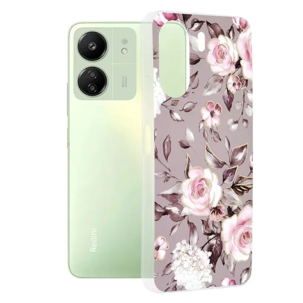 Techsuit - Marble Series - Xiaomi Redmi 13C 4G / Poco C65 - Bloom of Ruth Gray