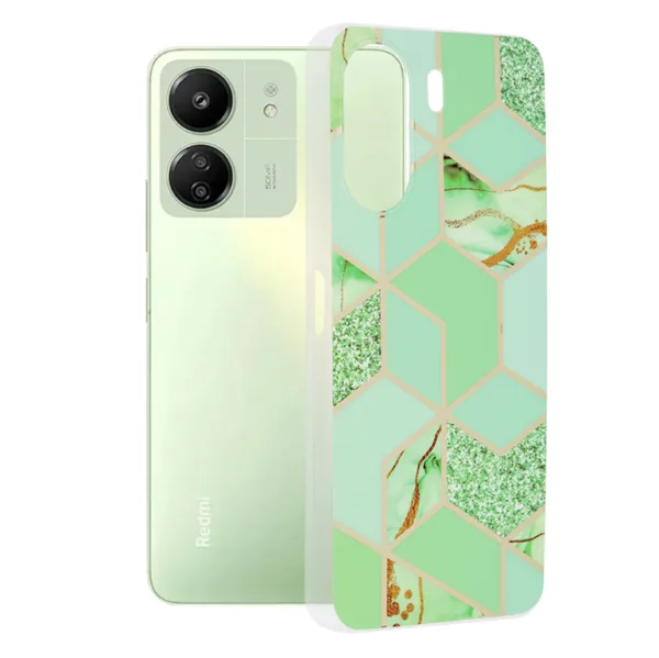 Techsuit - Marble Series - Xiaomi Redmi 13C 4G / Poco C65 - Green Hex