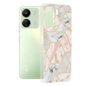 Techsuit - Marble Series - Xiaomi Redmi 13C 4G / Poco C65 - Pink Hex