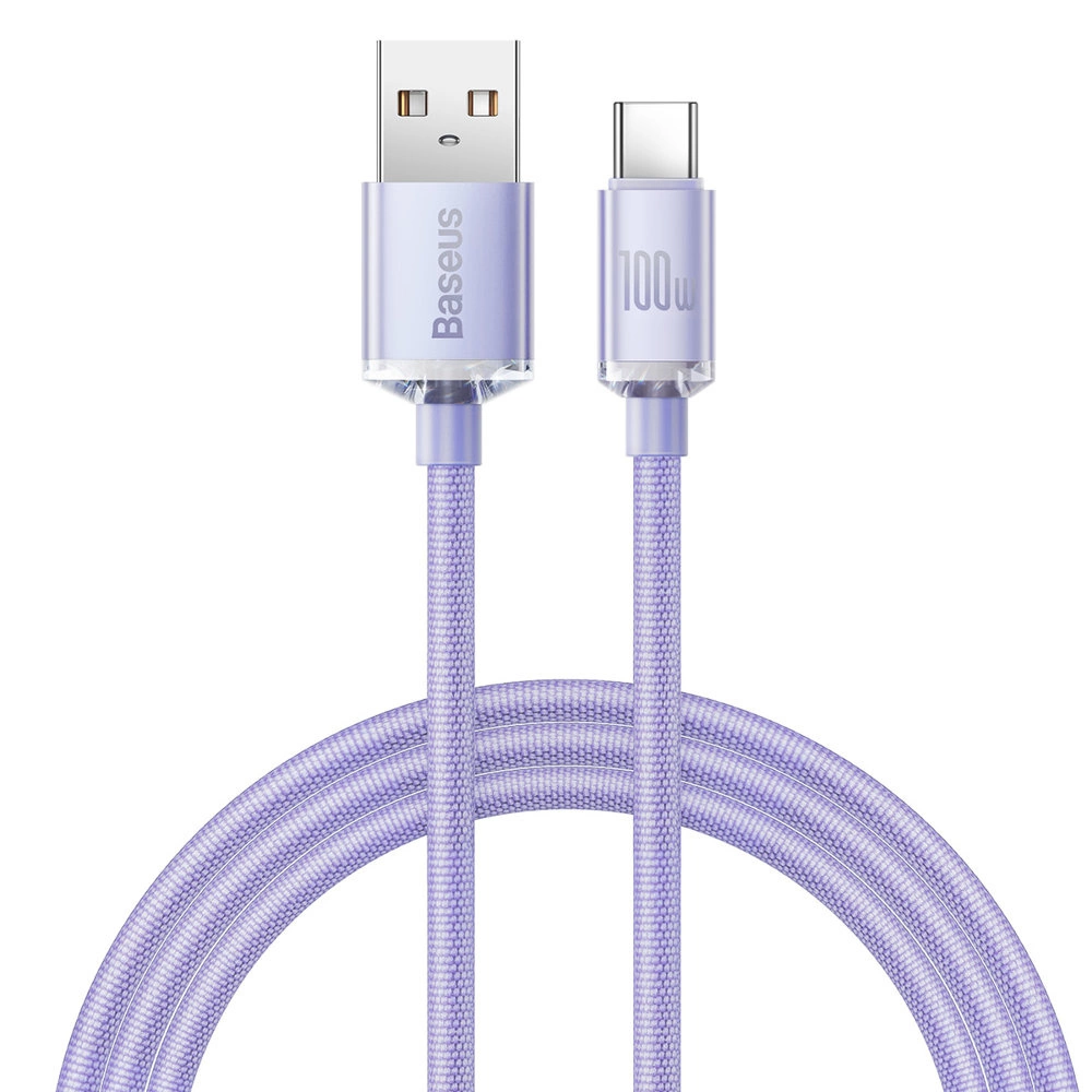 Baseus Crystal Shine Series cable USB cable for fast charging and data transfer USB Type A - USB Type C 100W 1.2m purple (CAJY000405)