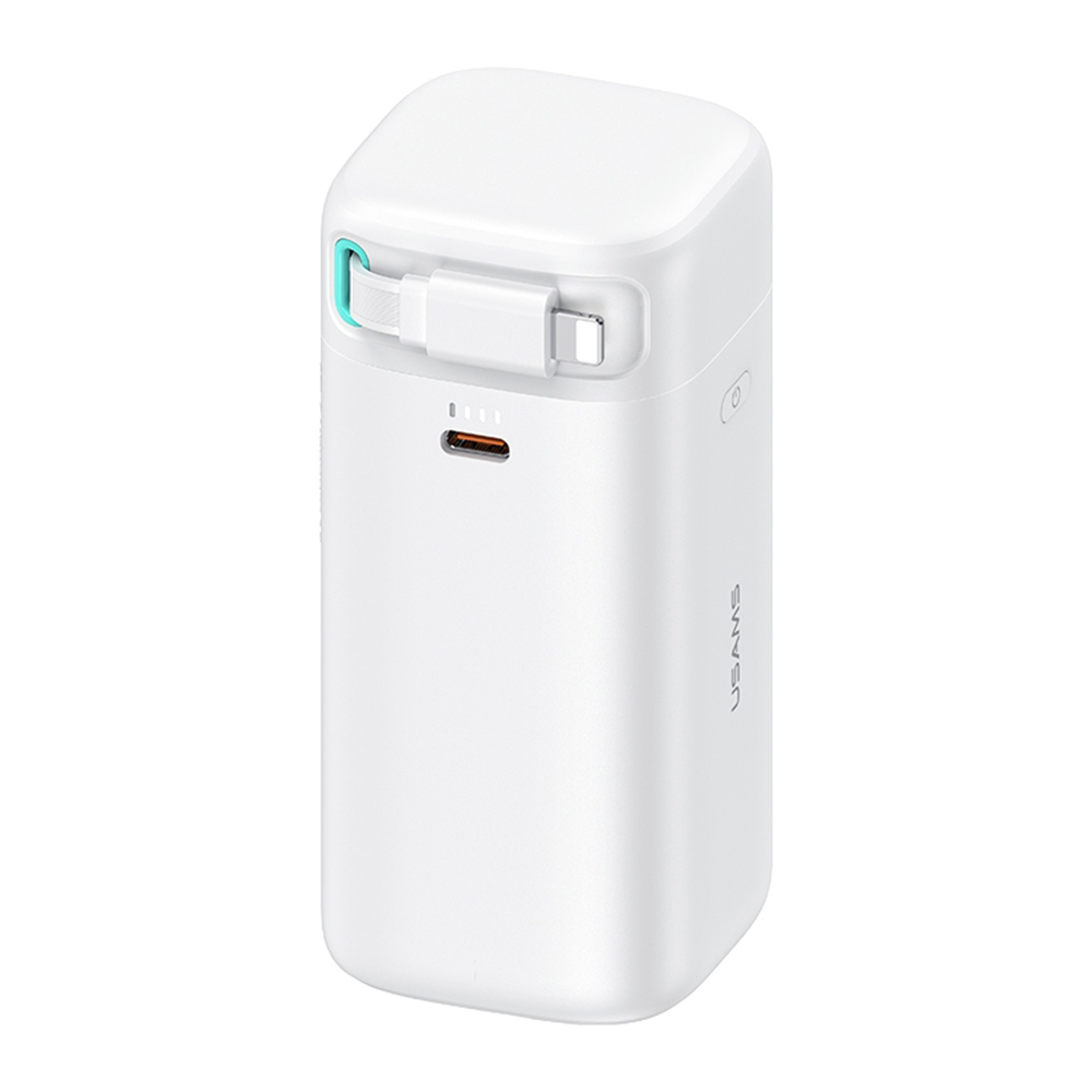 Usams - Power Bank XMF Series (US-CD217) - GaN Fast Charging USB-C PD45W with Retractable Lightning Cable