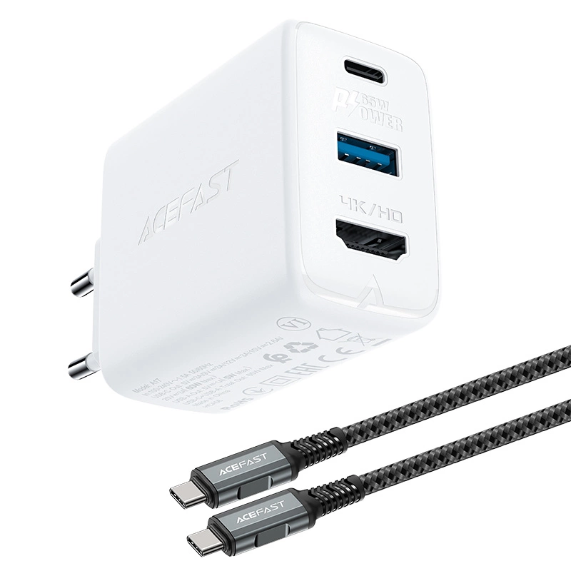 Acefast 2in1 charger GaN 65W USB Type C / USB