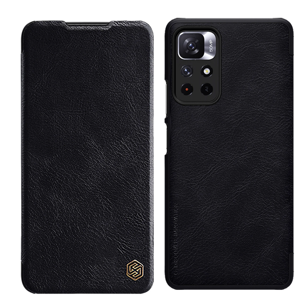 Nillkin Qin Case Flip Case for Xiaomi Redmi Note 11T 5G / 11S 5G / 11 5G (China) / Poco M4 Pro 5G - Black