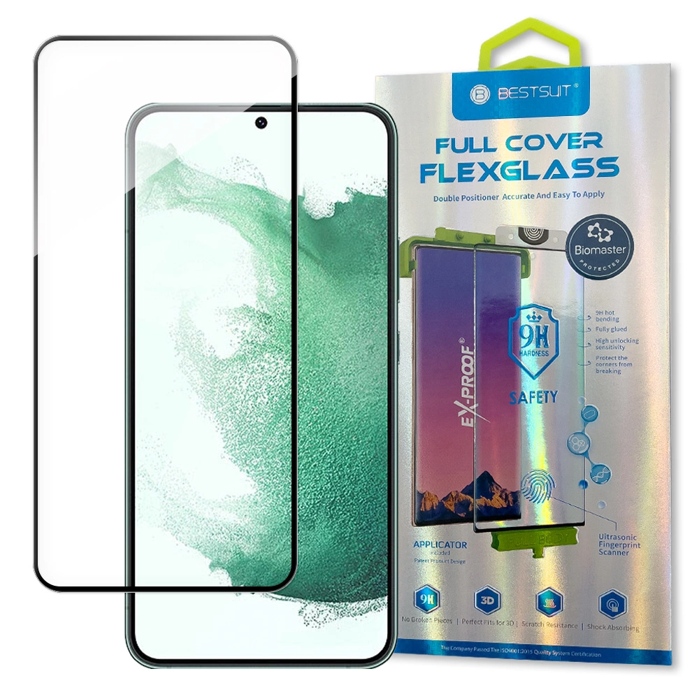 Bestsuit 3D Edge Nano Flexi Glass Glass Film Full Screen Tempered Glass With Frame For Samsung Galaxy S22 + (S22 Plus) Transparent