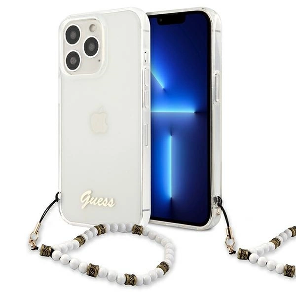 Guess GUHCP13LKPSWH iPhone 13 Pro / 13 6.1" Transparent Hardcase White Pearl