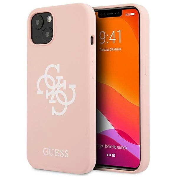 Guess GUHCP13SLS4GWPI iPhone 13 mini 5.4" pink/pink hard case Silicone 4G Logo