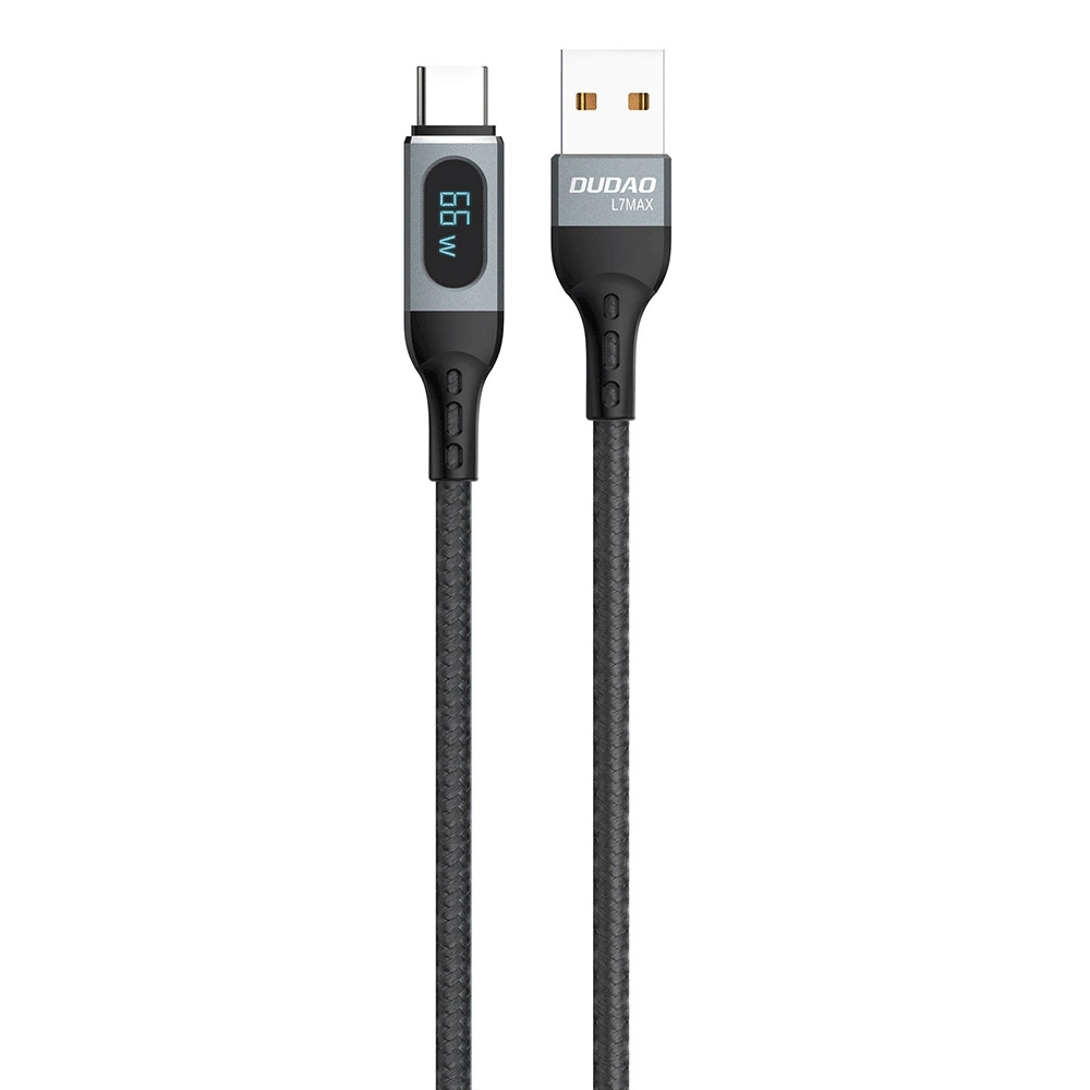 Dudao L7Max USB Cable - USB Type C Fast Charging PD 66W 1m with Display - Black