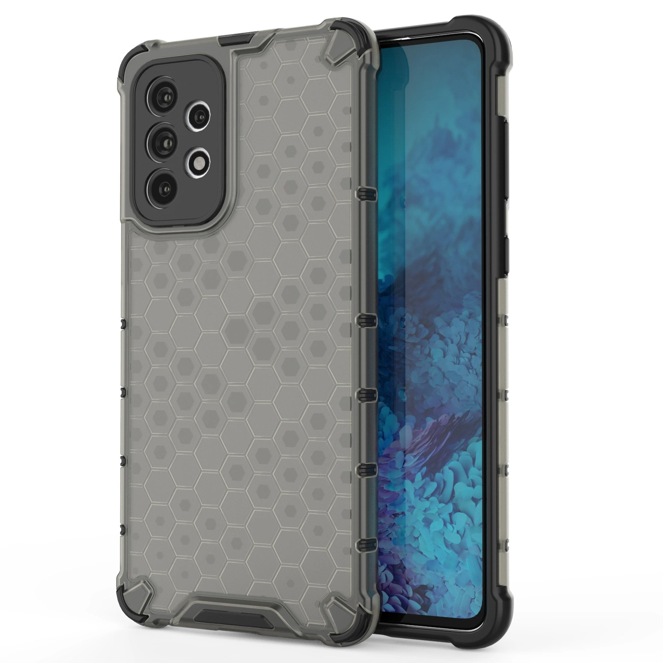 Honeycomb case armored cover with a gel frame for Samsung Galaxy A73 black