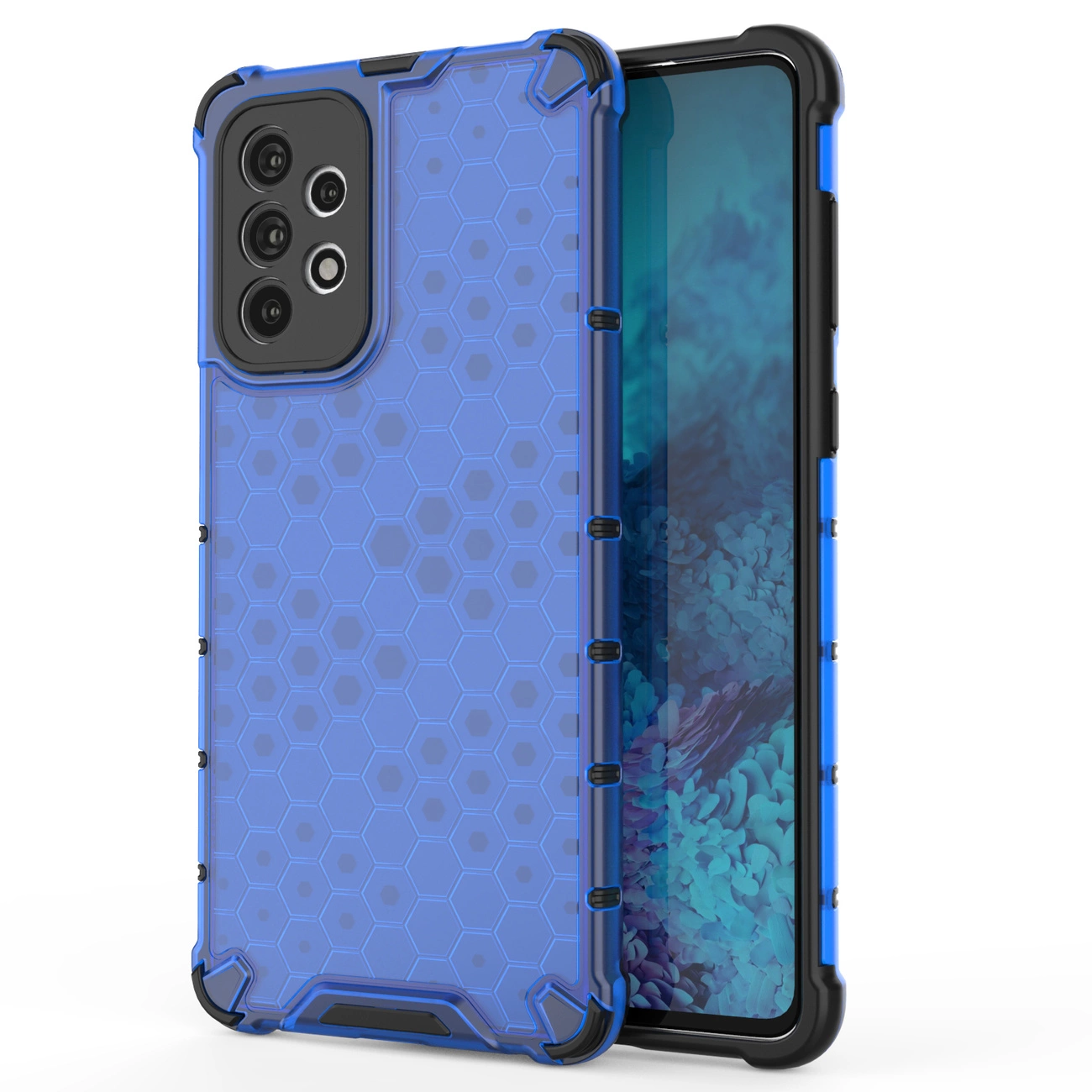 Honeycomb case armored cover with a gel frame for Samsung Galaxy A73 blue