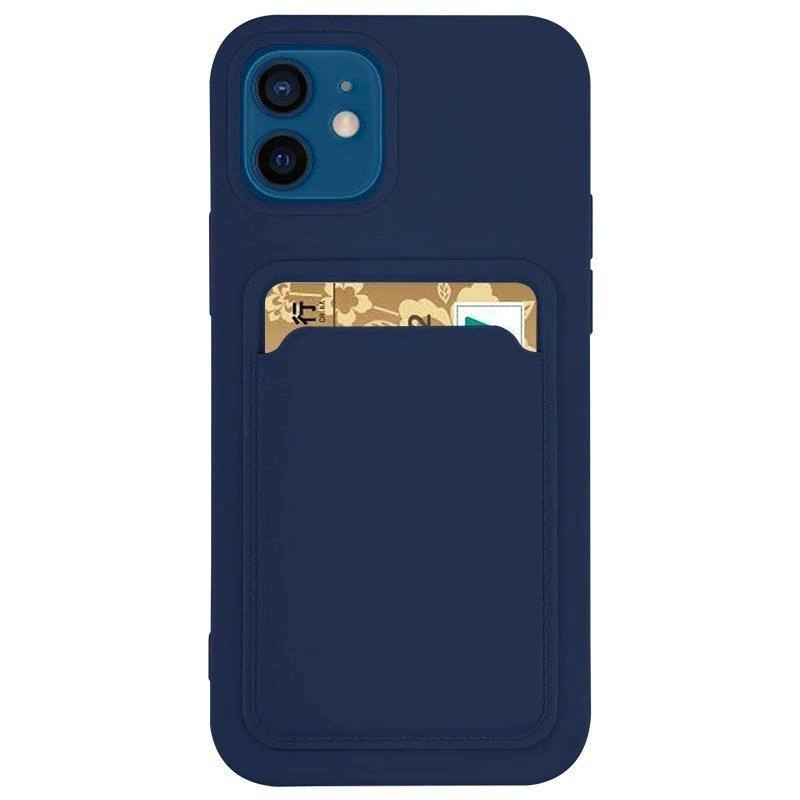 Card Case Silicone Wallet Case with Card Slot Documents for Samsung Galaxy A73 Navy Blue