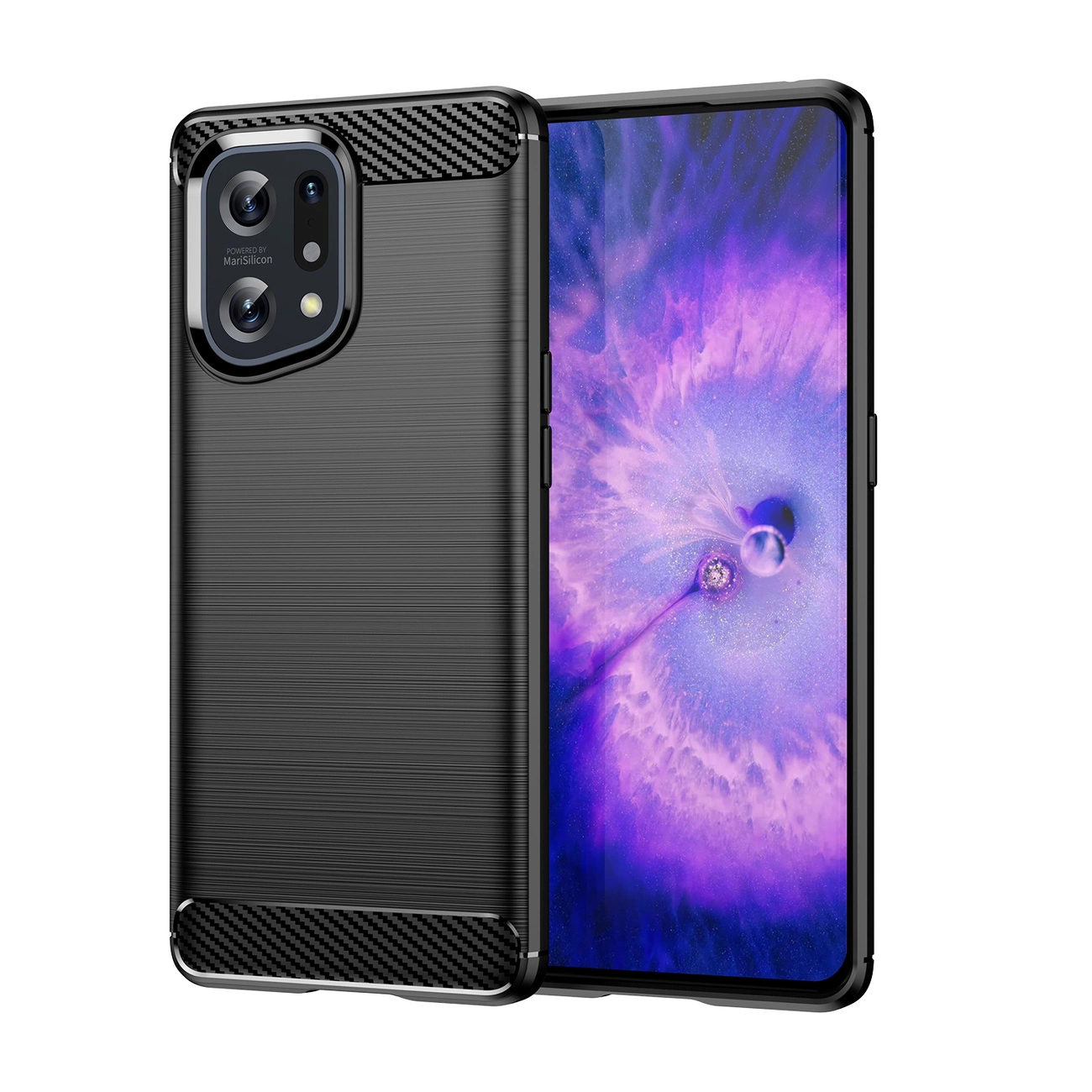 Carbon Case flexible cover case Oppo Find X5 black