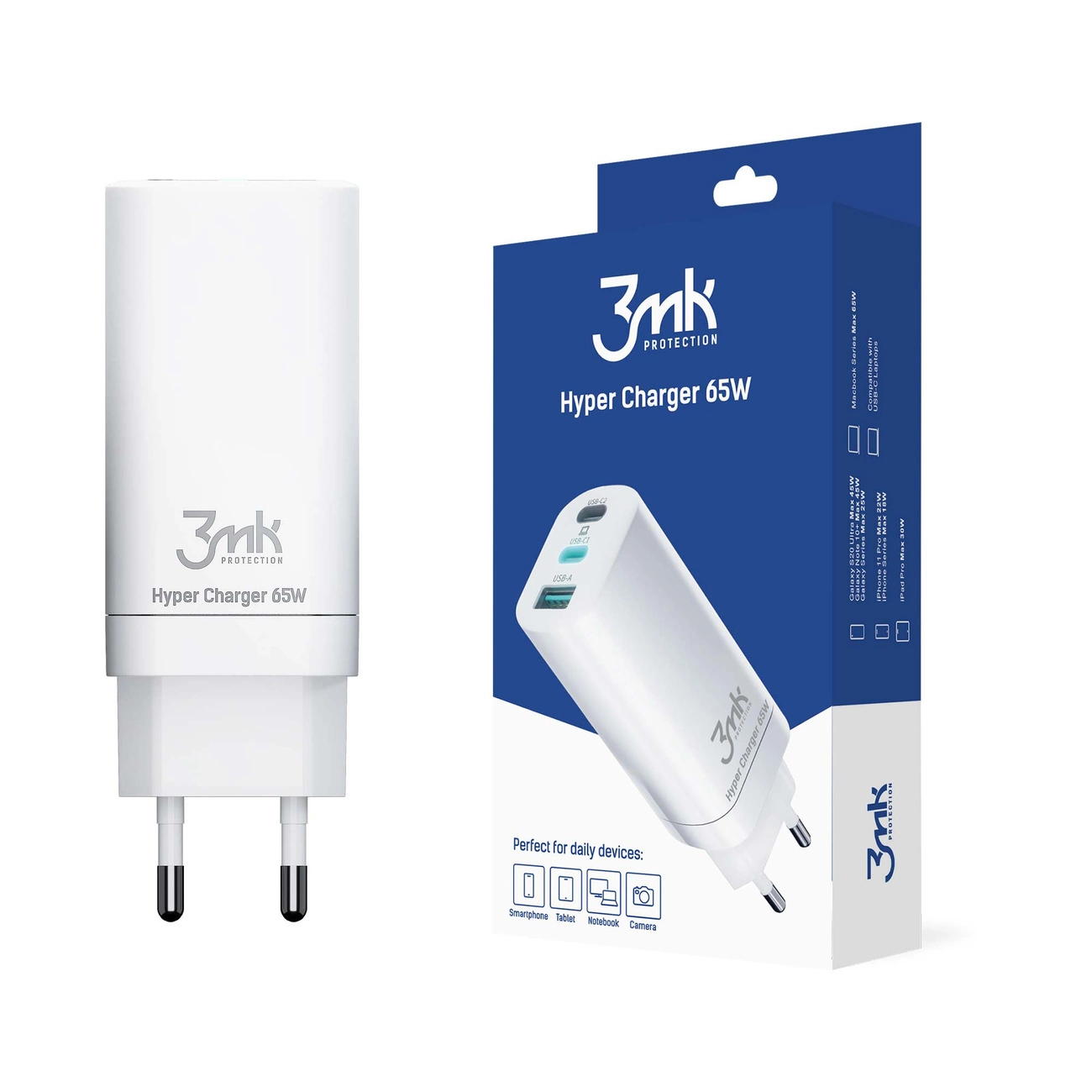 3MK HyperCharger 65W 2xUSB-C + 1xUSB-A charger GAN