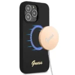 Guess GUHMP13LLSLMGBK iPhone 13 Pro / 13 6.1" black/black hardcase Silicone Script Gold Logo MagSafe