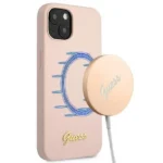 Guess GUHMP13MLSLMGLP iPhone 13 6.1" light pink/light pink hardcase Silicone Script Gold Logo Magsafe