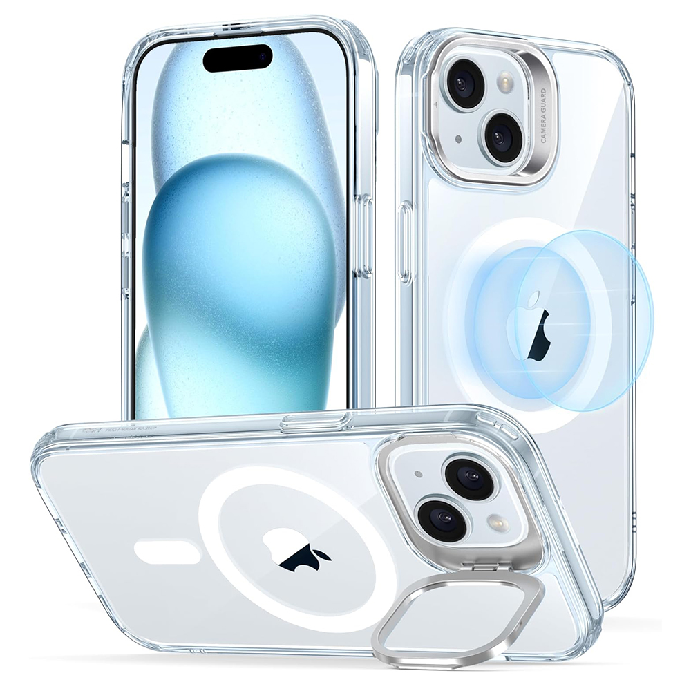 ESR - Classic Hybrid HaloLock Kickstand - iPhone 15 Plus - Clear Blue