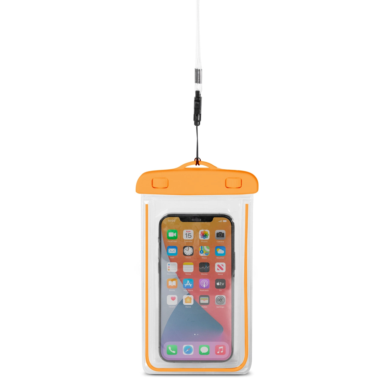 PVC waterproof phone case with lanyard - orange