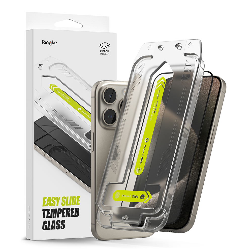 Ringke - Easy Slide Tempered Glass (2 pack) - iPhone 15 Pro - Clear