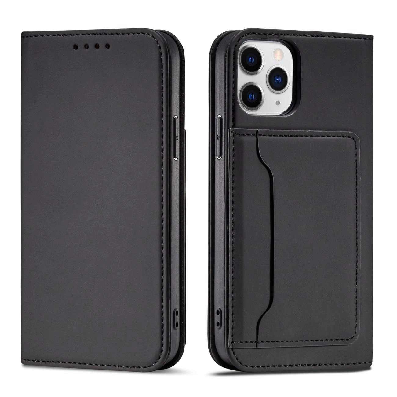 Magnet Card Case for iPhone 12 Pro Max Pouch Card Wallet Card Holder Black