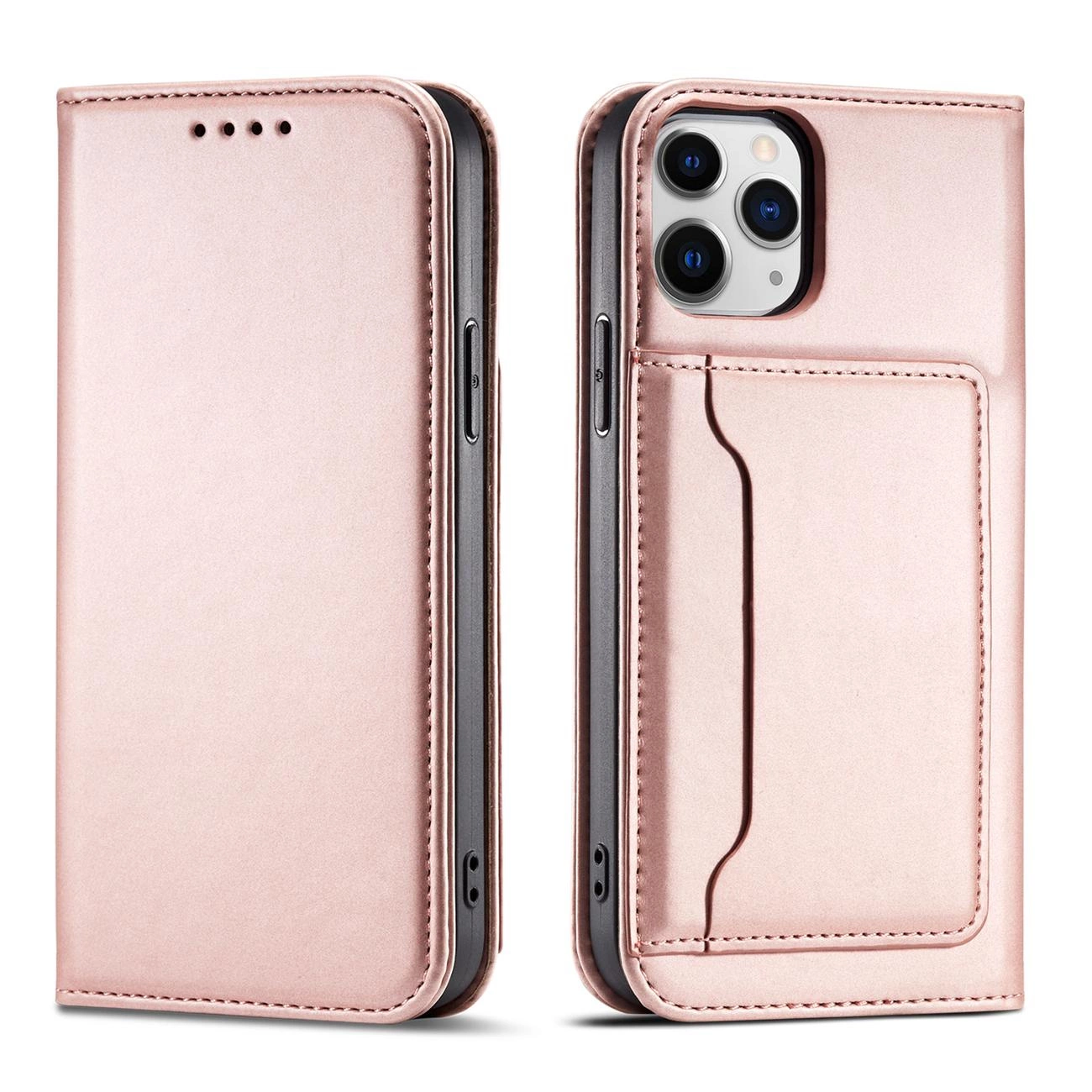 Magnet Card Case for iPhone 12 Pro Max Pouch Card Wallet Card Holder Pink