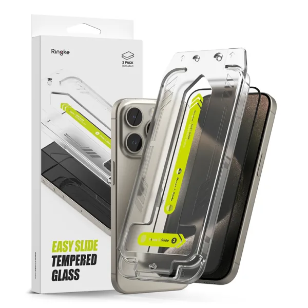 Ringke - Easy Slide Tempered Glass (2 pack) - iPhone 15 Pro Max - Clear