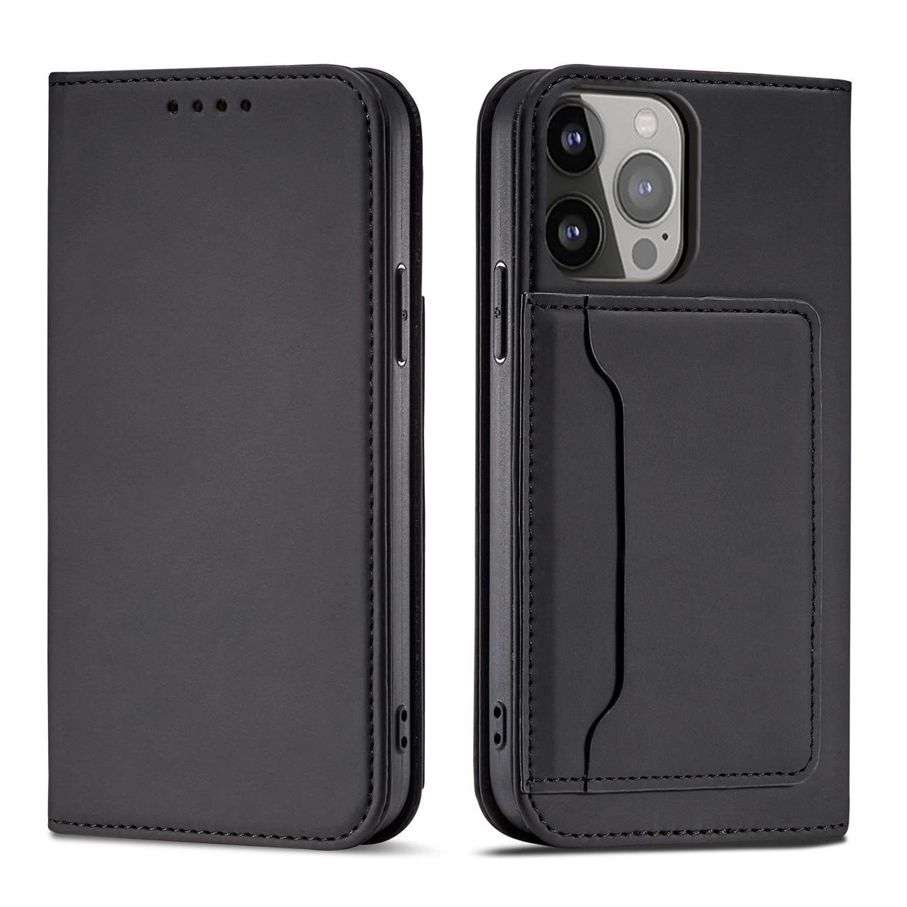 Magnet Card Case for iPhone 13 Pro Max Pouch Card Wallet Card Holder Black