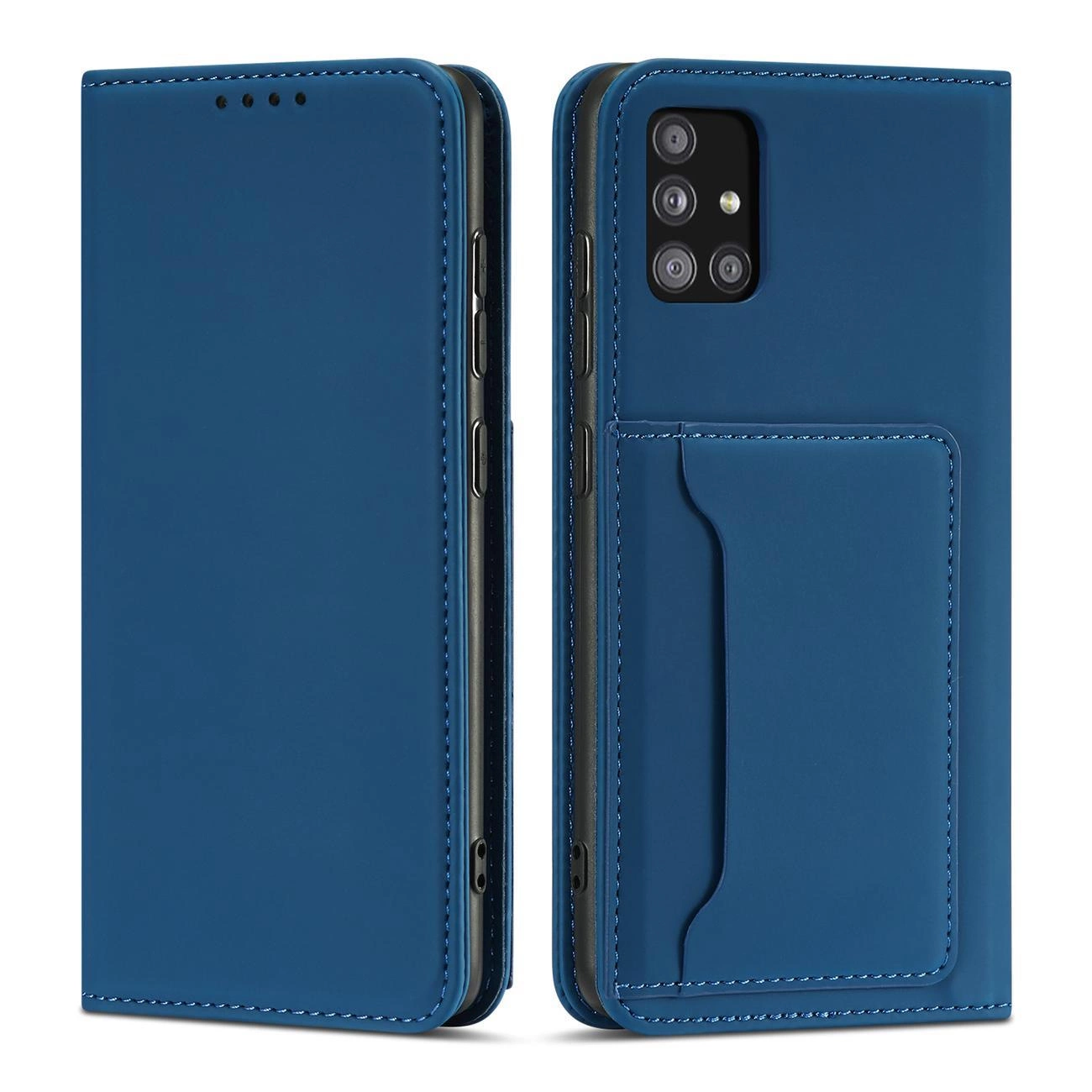 Magnet Card Case For Samsung Galaxy A12 5G Pouch Wallet Card Holder Blue