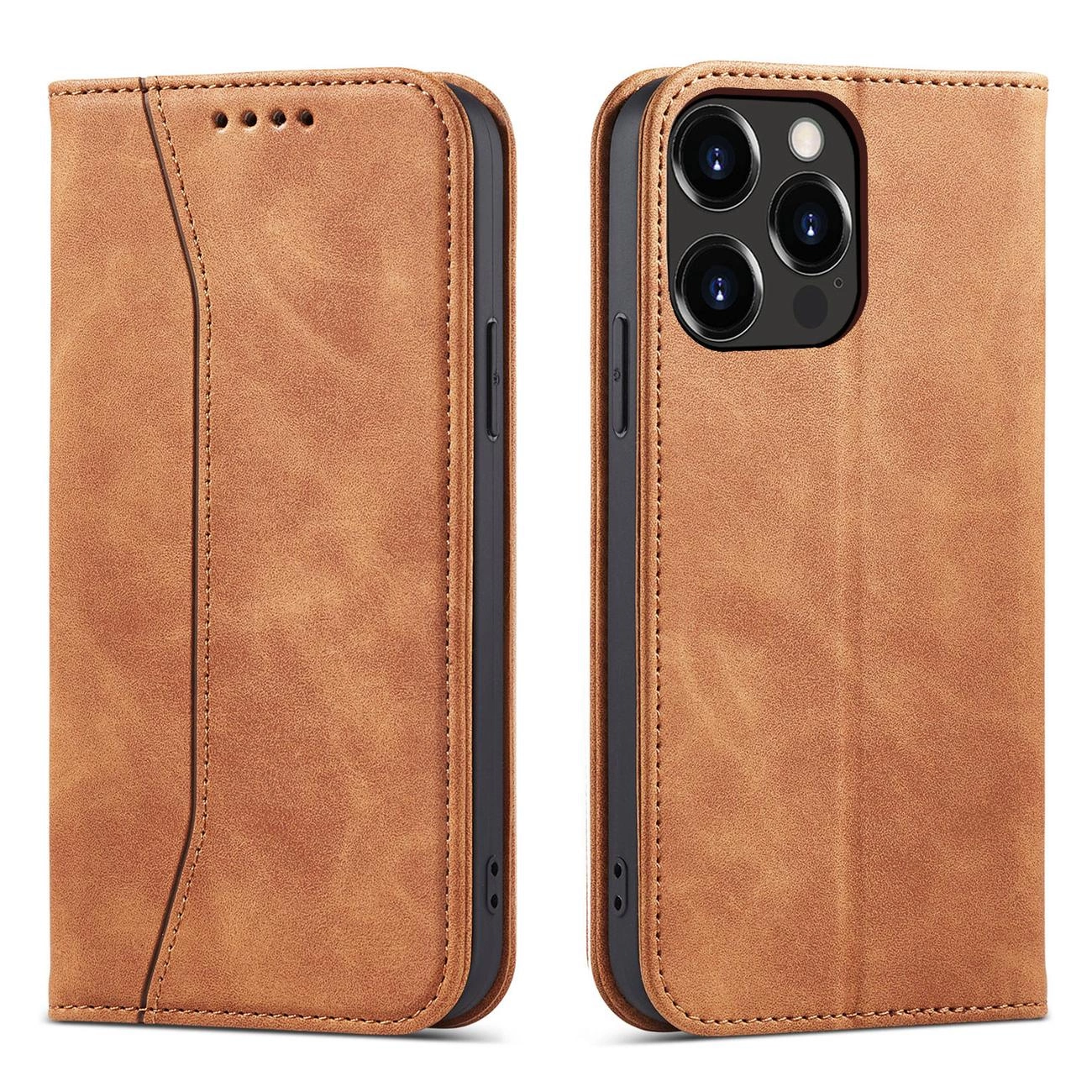 Magnet Fancy Case Case for iPhone 13 Pro Max Pouch Card Wallet Card Holder Brown