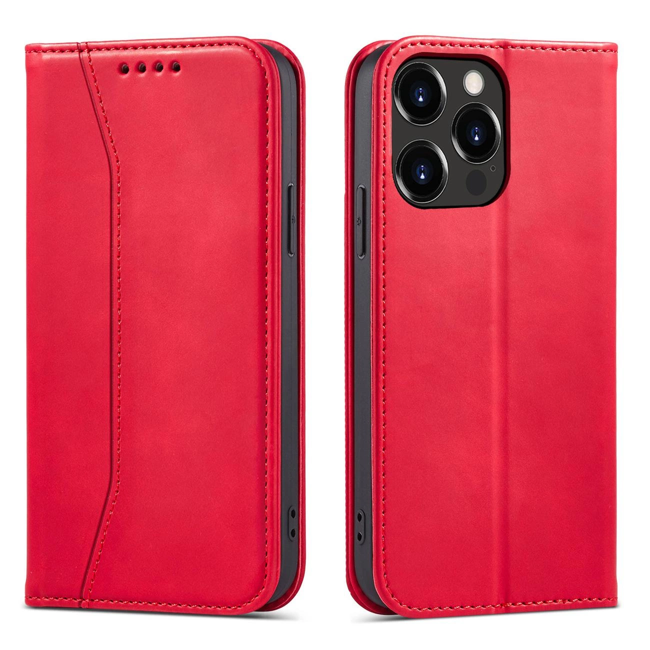 Magnet Fancy Case Case for iPhone 13 Pro Max Pouch Wallet Card Holder Red