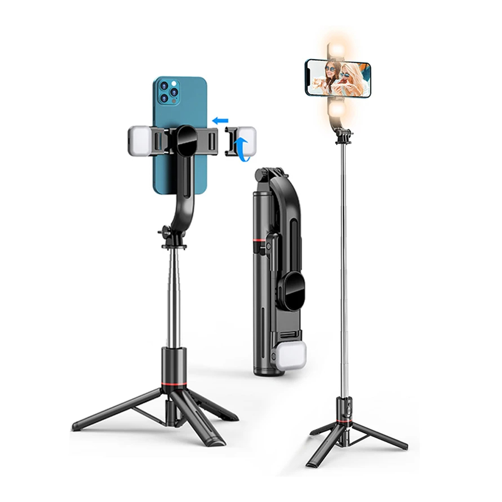 Techsuit - Selfie Stick (L13d) - Stable Tripod with Double Fill Light