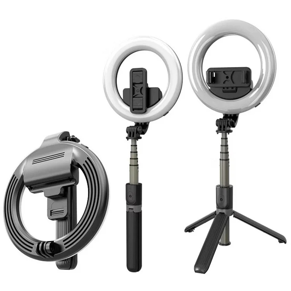 Techsuit - Selfie Stick (L07) - Stable Tripod with Bluetooth Remote Control and Beauty Ring Light