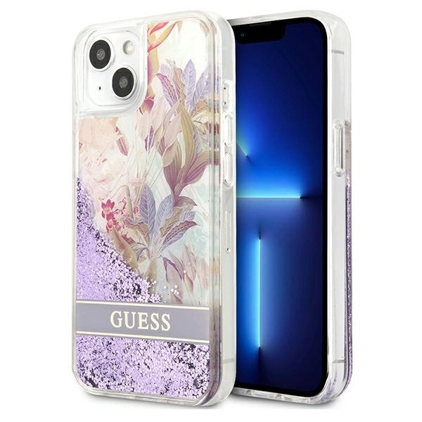 Guess GUHCP13SLFLSU iPhone 13 mini 5.4" purple/purple hardcase Flower Liquid Glitter