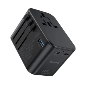 Choetech PD5009-BK GaN EU/US/UK/AU Travel Adapter 2x USB-C USB-A 65W PD - Black