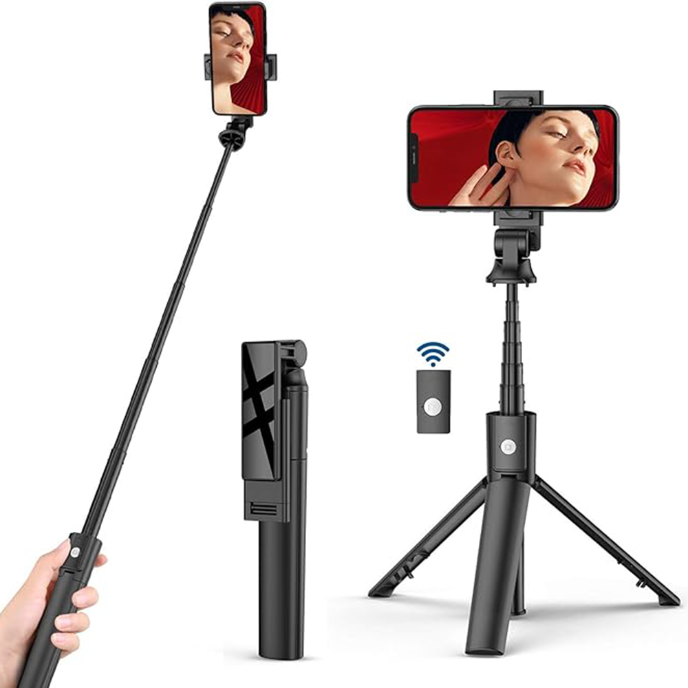 Techsuit - Selfie Stick (K22) - Compact Tripod Mount with Bluetooth Remote Control