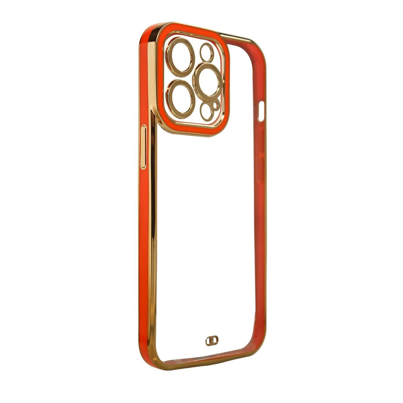 Fashion Case for iPhone 13 Pro Gold Frame Gel Cover Red